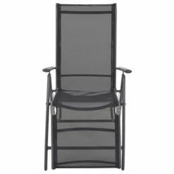VidaXL Chaise inclinable de terrasse Aluminium et textilène Noir 10 VidaXL Chaise inclinable de terrasse Aluminium et textilène Noir -Bains de soleil Soldes image 3 42766