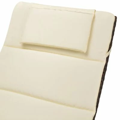 VidaXL Chaise longue pliable avec coussin Résine tressée Marron 5 VidaXL Chaise longue pliable avec coussin Résine tressée Marron – Image 3