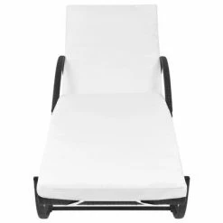VidaXL Chaise longue avec coussin Résine tressée Noir -Bains de soleil Soldes image 3 42884