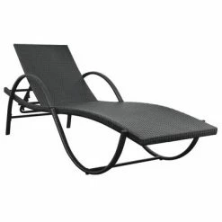 VidaXL Chaise longue avec coussin et table Résine tressée Noir 10 VidaXL Chaise longue avec coussin et table Résine tressée Noir -Bains de soleil Soldes image 3 42886