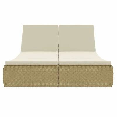 VidaXL Chaise longue d'extérieur Résine tressée Beige 5 VidaXL Chaise longue d'extérieur Résine tressée Beige – Image 3