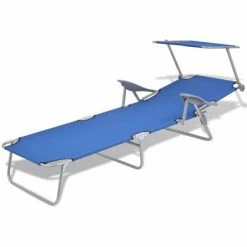 VidaXL Chaise longue avec auvent Acier Bleu 10 VidaXL Chaise longue avec auvent Acier Bleu -Bains de soleil Soldes image 3 42931