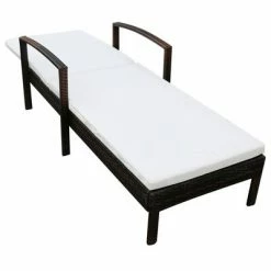 VidaXL Chaise longue avec coussin Résine tressée Marron -Bains de soleil Soldes image 3 42941