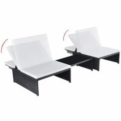VidaXL Chaises longues 2 pcs avec table Résine tressée Noir -Bains de soleil Soldes image 3 43069
