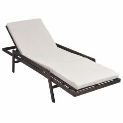 VidaXL Chaise longue avec coussin Résine tressée Marron -Bains de soleil Soldes image 3 43107