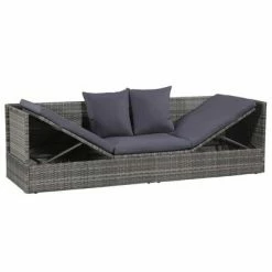 VidaXL Lit de jardin Gris 200x60 cm Résine tressée 9 VidaXL Lit de jardin Gris 200x60 cm Résine tressée -Bains de soleil Soldes image 3 43959