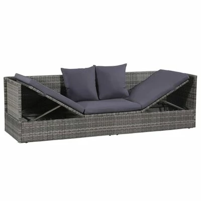 VidaXL Lit de jardin Gris 200x60 cm Résine tressée 5 VidaXL Lit de jardin Gris 200x60 cm Résine tressée – Image 3