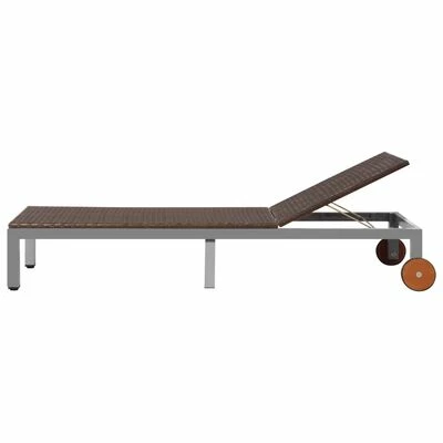 VidaXL Chaise longue avec roues Résine tressée Marron 5 VidaXL Chaise longue avec roues Résine tressée Marron – Image 3