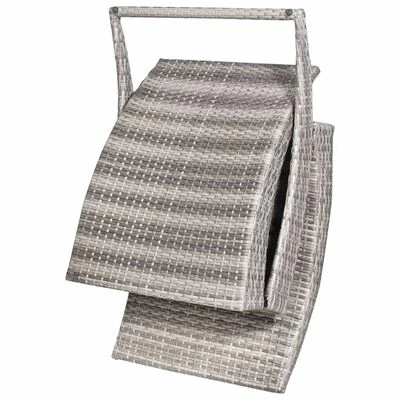 VidaXL Chaise longue pliable avec coussin Résine tressée Gris 5 VidaXL Chaise longue pliable avec coussin Résine tressée Gris – Image 3