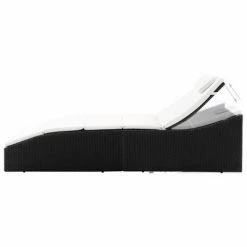 VidaXL Chaise longue avec coussin Résine tressée Noir 10 VidaXL Chaise longue avec coussin Résine tressée Noir -Bains de soleil Soldes image 3 44134