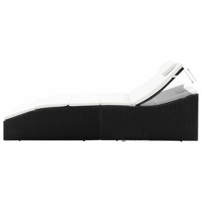 VidaXL Chaise longue avec coussin Résine tressée Noir 5 VidaXL Chaise longue avec coussin Résine tressée Noir – Image 3