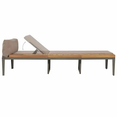 VidaXL Chaise longue avec coussins Bois d'acacia solide Marron 5 VidaXL Chaise longue avec coussins Bois d'acacia solide Marron – Image 3