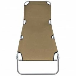 VidaXL Chaise longue pliable avec dossier réglable Taupe 10 VidaXL Chaise longue pliable avec dossier réglable Taupe -Bains de soleil Soldes image 3 44294