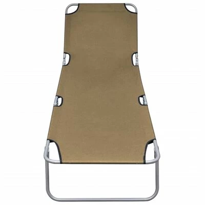 VidaXL Chaise longue pliable avec dossier réglable Taupe 5 VidaXL Chaise longue pliable avec dossier réglable Taupe – Image 3