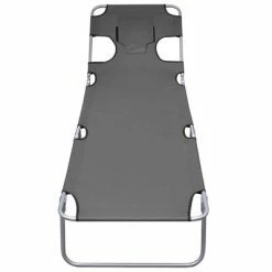 VidaXL Chaise longue pliable et coussin de tête Dossier réglable Gris 10 VidaXL Chaise longue pliable et coussin de tête Dossier réglable Gris -Bains de soleil Soldes image 3 44295