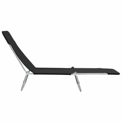 VidaXL Chaises longues pliables 2 pcs Acier et tissu Noir 5 VidaXL Chaises longues pliables 2 pcs Acier et tissu Noir – Image 3