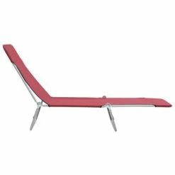 VidaXL Chaises longues pliables 2 pcs Acier et tissu Rouge 10 VidaXL Chaises longues pliables 2 pcs Acier et tissu Rouge -Bains de soleil Soldes image 3 44301