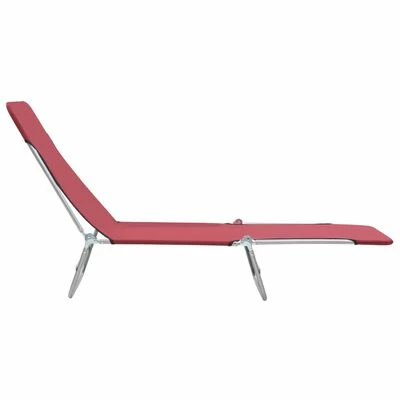 VidaXL Chaises longues pliables 2 pcs Acier et tissu Rouge 5 VidaXL Chaises longues pliables 2 pcs Acier et tissu Rouge – Image 3