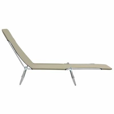 VidaXL Chaises longues pliables 2 pcs Acier et tissu Taupe 4 VidaXL Chaises longues pliables 2 pcs Acier et tissu Taupe – Image 3