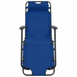 VidaXL Chaises longues pliables 2 pcs avec repose-pied Acier Bleu 10 VidaXL Chaises longues pliables 2 pcs avec repose-pied Acier Bleu -Bains de soleil Soldes image 3 44342