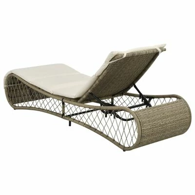 VidaXL Chaise longue avec coussin Résine tressée Gris 5 VidaXL Chaise longue avec coussin Résine tressée Gris – Image 3
