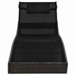 VidaXL Chaise longue avec oreiller Résine tressée Marron 10 VidaXL Chaise longue avec oreiller Résine tressée Marron -Bains de soleil Soldes image 3 44716