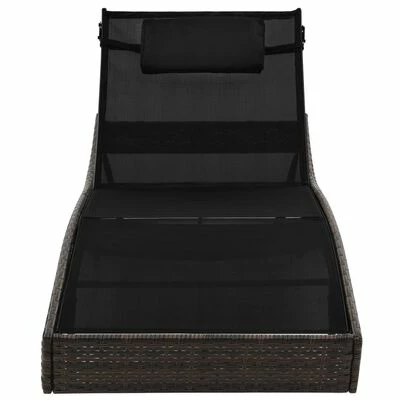 VidaXL Chaise longue avec oreiller Résine tressée Marron 5 VidaXL Chaise longue avec oreiller Résine tressée Marron – Image 3