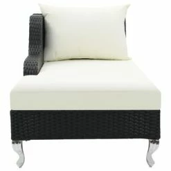 VidaXL Chaise longue avec coussin Résine tressée Noir 10 VidaXL Chaise longue avec coussin Résine tressée Noir -Bains de soleil Soldes image 3 44749