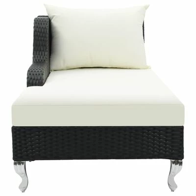 VidaXL Chaise longue avec coussin Résine tressée Noir 5 VidaXL Chaise longue avec coussin Résine tressée Noir – Image 3