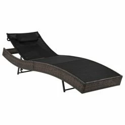 VidaXL Chaise longue 2 pcs et table Résine tressée et textilène Marron 10 VidaXL Chaise longue 2 pcs et table Résine tressée et textilène Marron -Bains de soleil Soldes image 3 44892