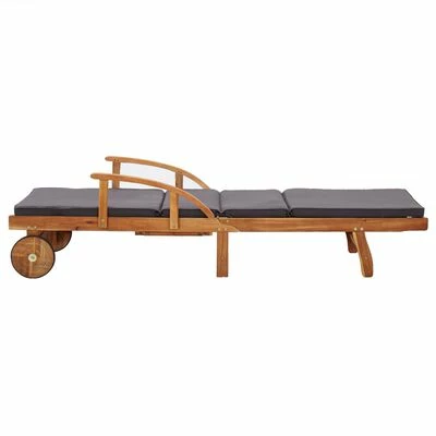 VidaXL Chaise longue avec coussin Bois d'acacia solide 5 VidaXL Chaise longue avec coussin Bois d'acacia solide – Image 3