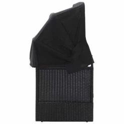 VidaXL Lit-canapé d'extérieur avec auvent Résine tressée Noir -Bains de soleil Soldes image 3 46092