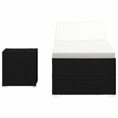 VidaXL Chaise longue et table à thé Résine tressée Blanc crème 5 VidaXL Chaise longue et table à thé Résine tressée Blanc crème – Image 3