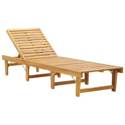 VidaXL Chaise longue pliante avec coussin Bois d'acacia solide 5 VidaXL Chaise longue pliante avec coussin Bois d'acacia solide – Image 3