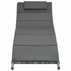 VidaXL Chaise longue pliable avec coussin Résine tressée Gris 10 VidaXL Chaise longue pliable avec coussin Résine tressée Gris -Bains de soleil Soldes image 3 47441