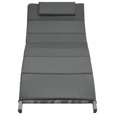 VidaXL Chaise longue pliable avec coussin Résine tressée Gris 5 VidaXL Chaise longue pliable avec coussin Résine tressée Gris – Image 3