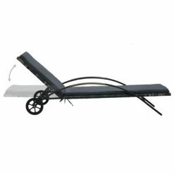 VidaXL Chaise longue avec coussin et roues Résine tressée Anthracite 10 VidaXL Chaise longue avec coussin et roues Résine tressée Anthracite -Bains de soleil Soldes image 3 47746