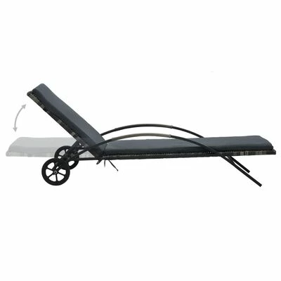 VidaXL Chaise longue avec coussin et roues Résine tressée Anthracite 5 VidaXL Chaise longue avec coussin et roues Résine tressée Anthracite – Image 3