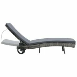 VidaXL Chaise longue avec roues et coussin Résine tressée Anthracite 10 VidaXL Chaise longue avec roues et coussin Résine tressée Anthracite -Bains de soleil Soldes image 3 47753