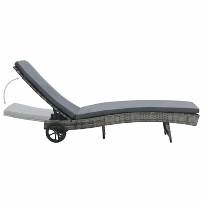 VidaXL Chaise longue avec roues et coussin Résine tressée Anthracite 5 VidaXL Chaise longue avec roues et coussin Résine tressée Anthracite – Image 3