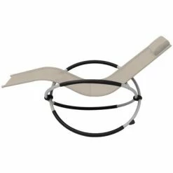 VidaXL Chaise longue géométrique d'extérieur Acier Crème 10 VidaXL Chaise longue géométrique d'extérieur Acier Crème -Bains de soleil Soldes image 3 47774