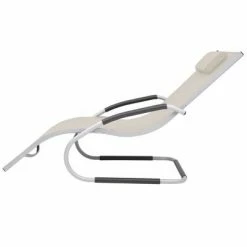 VidaXL Chaise longue avec oreiller Aluminium et textilène Crème 10 VidaXL Chaise longue avec oreiller Aluminium et textilène Crème -Bains de soleil Soldes image 3 47778
