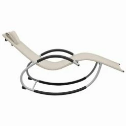 VidaXL Chaise longue avec oreiller Crème Textilène 10 VidaXL Chaise longue avec oreiller Crème Textilène -Bains de soleil Soldes image 3 47789