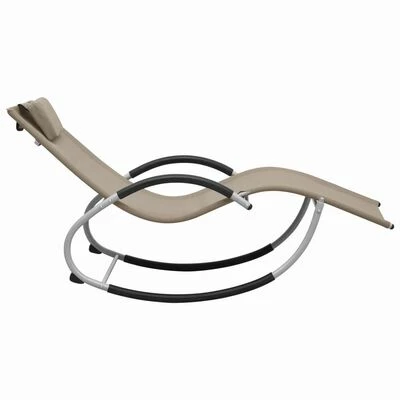 VidaXL Chaise longue avec oreiller Taupe Textilène 5 VidaXL Chaise longue avec oreiller Taupe Textilène – Image 3