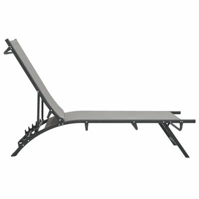 VidaXL Chaises longues 2 pcs Textilène et acier 5 VidaXL Chaises longues 2 pcs Textilène et acier – Image 3
