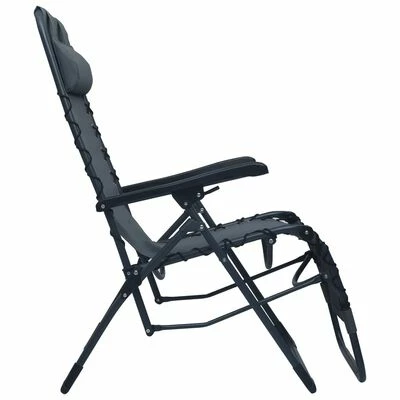 VidaXL Chaise pliable de terrasse Gris Textilène 5 VidaXL Chaise pliable de terrasse Gris Textilène – Image 3