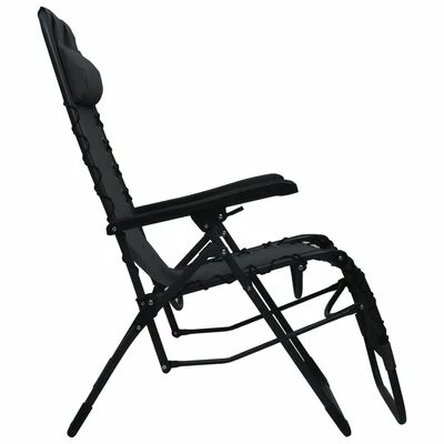 VidaXL Chaise pliable de terrasse Noir Textilène 5 VidaXL Chaise pliable de terrasse Noir Textilène – Image 3