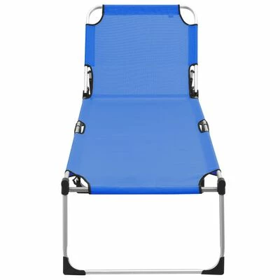 VidaXL Chaise longue pliable extra haute pour seniors Bleu Aluminium 5 VidaXL Chaise longue pliable extra haute pour seniors Bleu Aluminium – Image 3