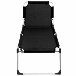 VidaXL Chaise longue pliable extra haute pour seniors Noir Aluminium 10 VidaXL Chaise longue pliable extra haute pour seniors Noir Aluminium -Bains de soleil Soldes image 3 47913