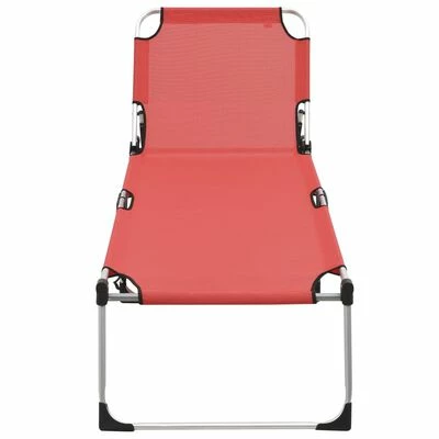 VidaXL Chaise longue pliable extra haute pour seniors Rouge Aluminium 5 VidaXL Chaise longue pliable extra haute pour seniors Rouge Aluminium – Image 3
